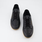 Image of SL/61 Black Leather Sneakers by Saint Laurent for Men - Season Autumn-Winter 2023 - Top Detail View