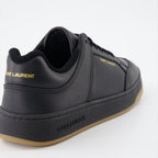 Image of SL/61 Black Leather Sneakers by Saint Laurent for Men - Season Autumn-Winter 2023 - Back View