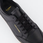 Image of SL/61 Black Leather Sneakers by Saint Laurent for Men - Season Autumn-Winter 2023 - Top View Pair