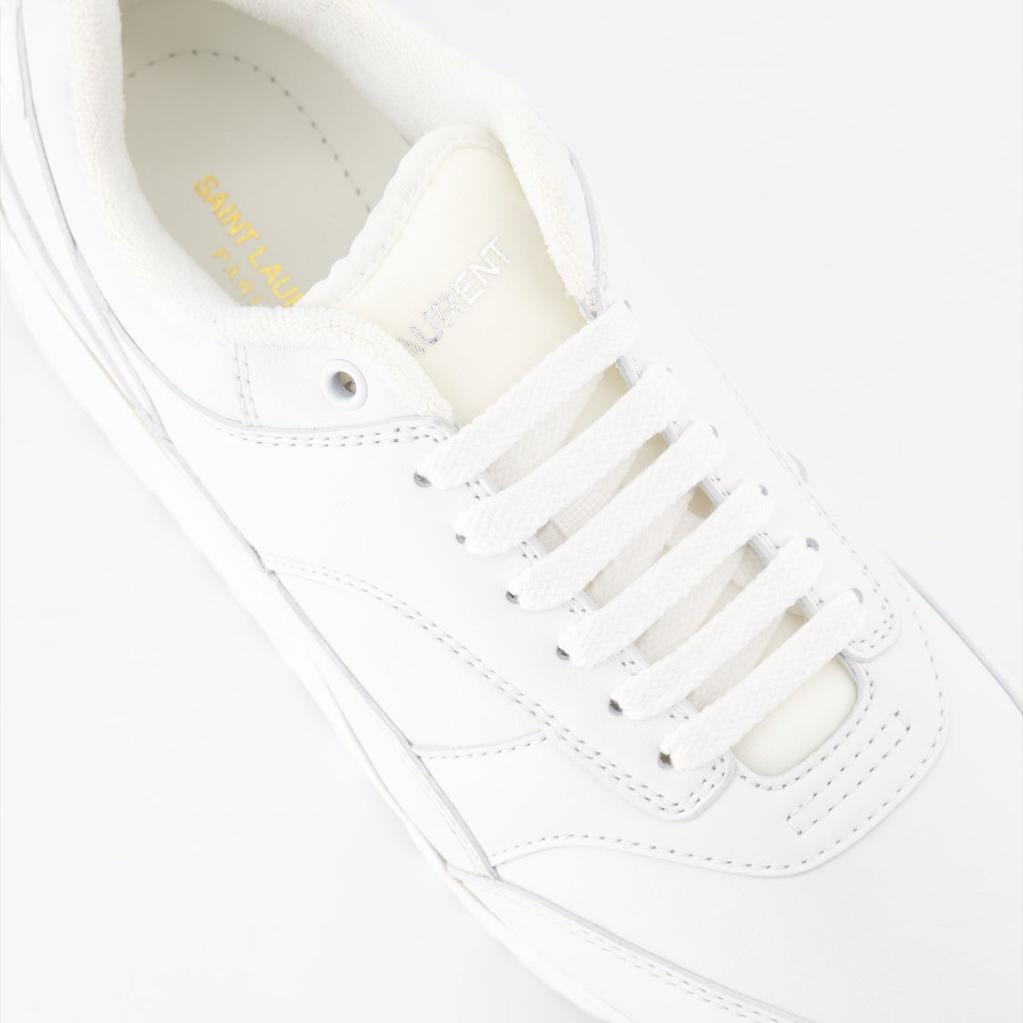 Saint Laurent, luxury sneakers, smooth leather, minimalist style, high-end footwear