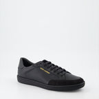 Immagine delle sneakers in pelle e suede Classic SL/10 di Saint Laurent per uomini - Stagione Autunno-Inverno 2023 - Vista frontale destra in tre quarti
