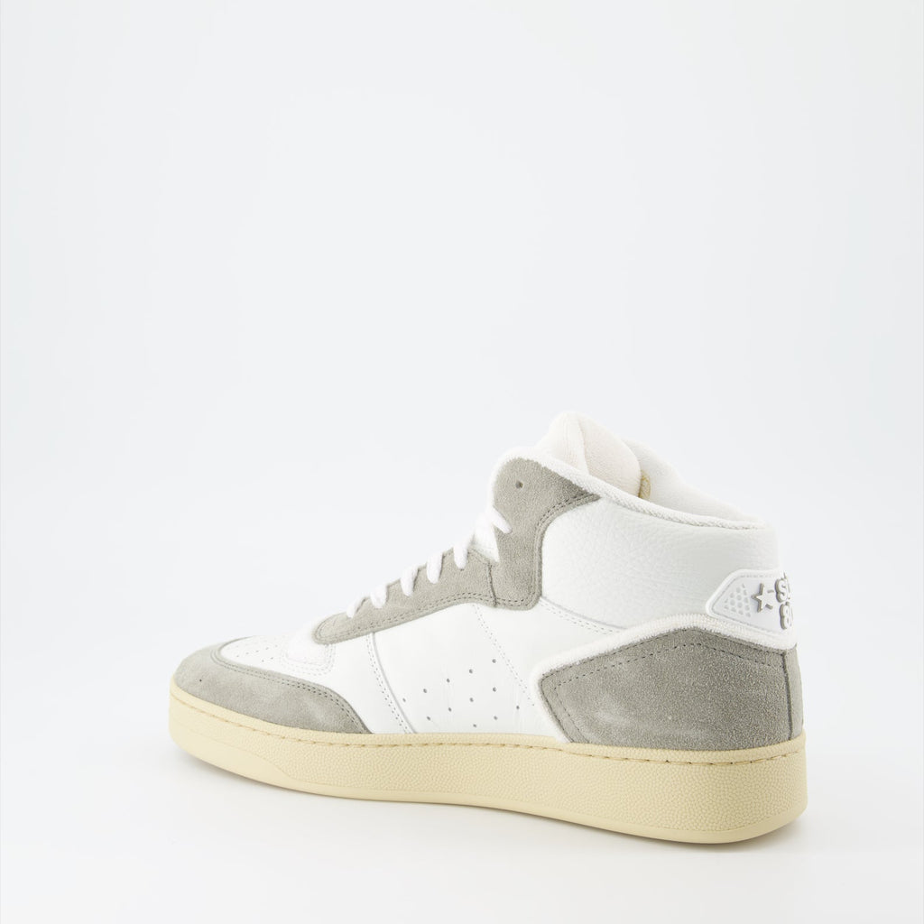 Imagen de las zapatillas SL/80 de caña alta de Saint Laurent para hombres - Temporada Otoño-Invierno 2023 - Vista trasera derecha en tres cuartos