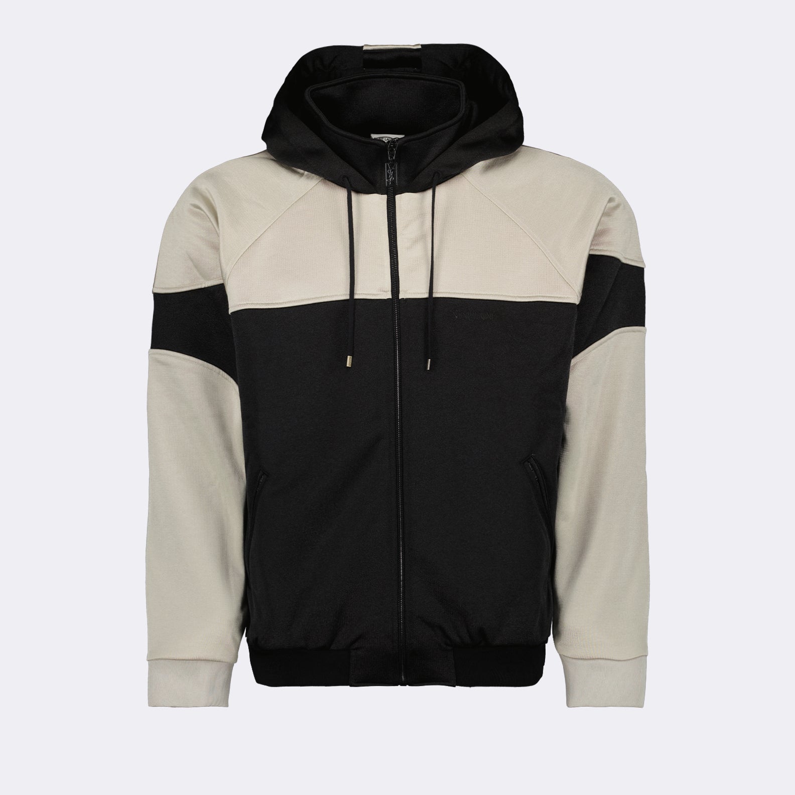 Imagem do sweatshirt com zíper bicolor da Saint Laurent para Homens - Coleção Outono-Inverno 2023 - Vista Frontal