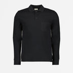 Image d'un polo noir classique avec poche par Saint Laurent pour hommes - Saison Automne-Hiver 2023 - Vue de face