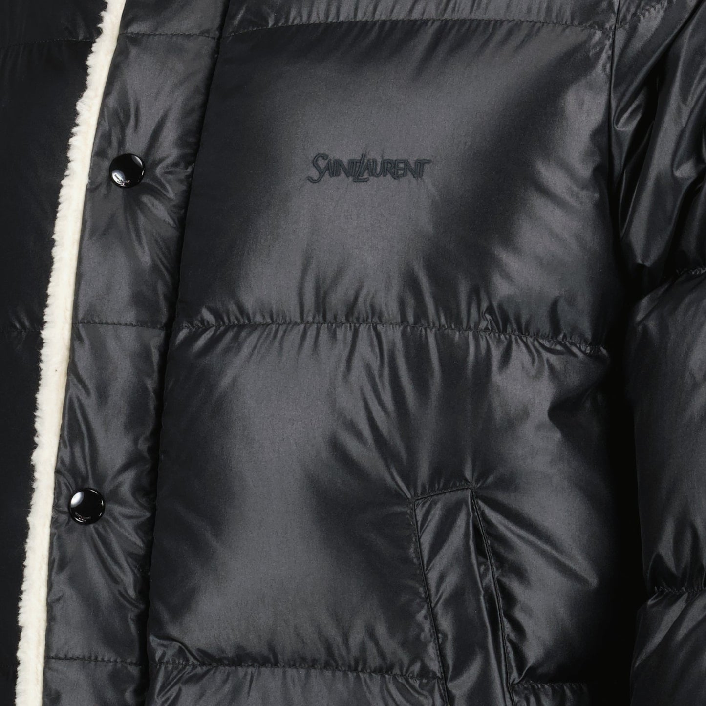 Saint Laurent, men’s shearling jacket, luxury down jacket, black shearling coat, high-end outerwear