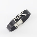 Saint Laurent bracelet, men's luxury accessories, leather and metal bracelet, Cassandre design, high-end men's jewelry