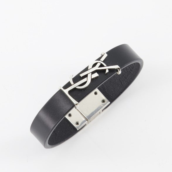 Saint Laurent bracelet, men's luxury accessories, leather and metal bracelet, Cassandre design, high-end men's jewelry