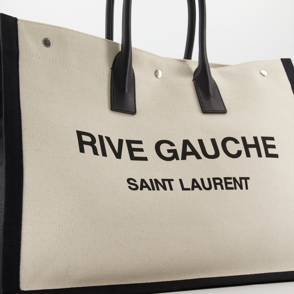 Saint Laurent Cabas, Beige Canvas Bag, Luxury Mens Tote, Designer Bags, Rive Gauche Bag