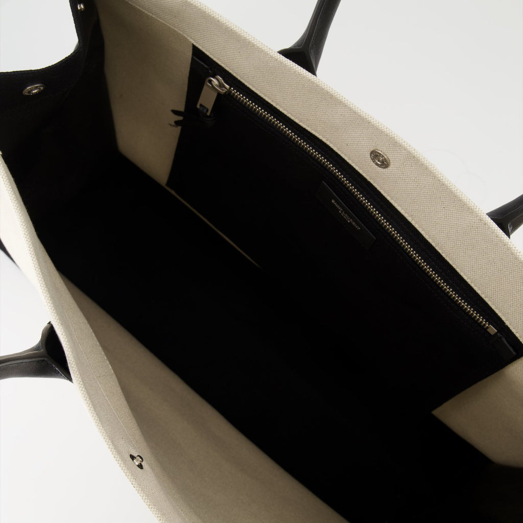 Saint Laurent Cabas, Beige Canvas Bag, Luxury Mens Tote, Designer Bags, Rive Gauche Bag