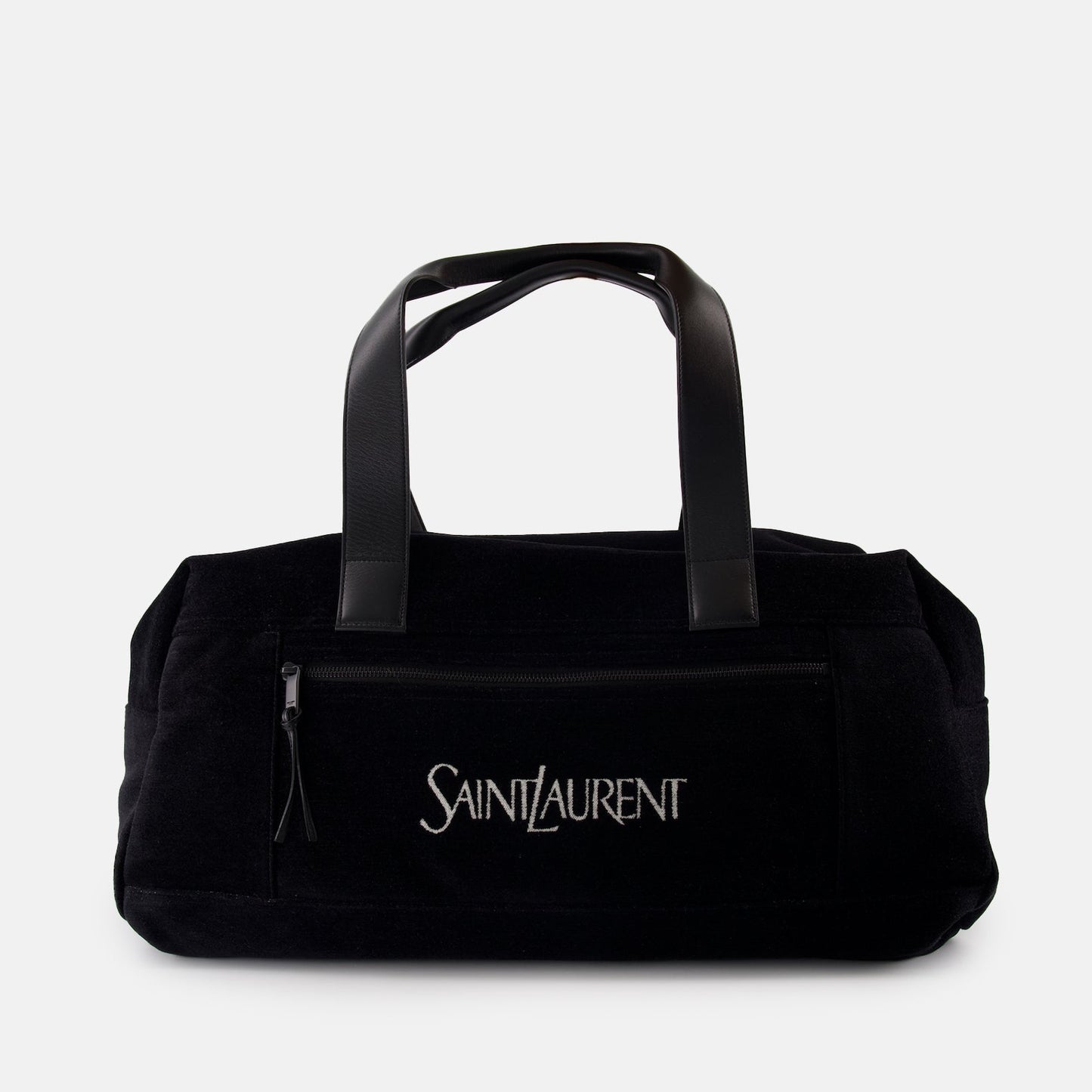 elegant travel bag, black logo bag, luxury travel accessory, Saint Laurent bag, high-end travel gear