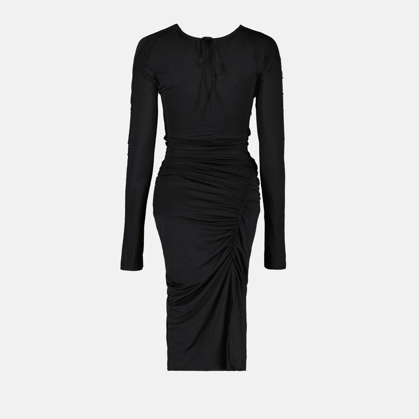 Victoria Beckham dress, black ruched long dress, luxury women's dress, evening wear, high-end fashion