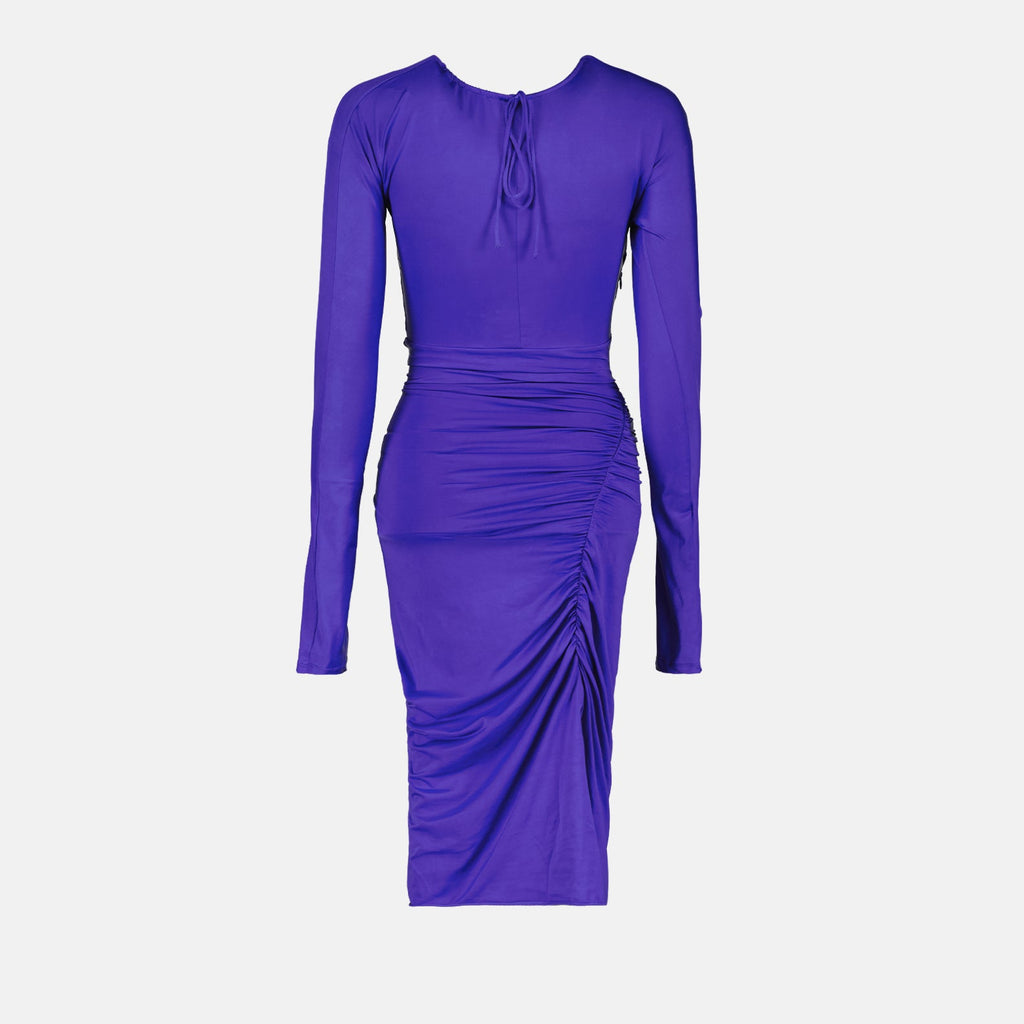 Victoria Beckham dress, luxury purple dress, ruffled long dress, high-end women's fashion, elegant women's dresses