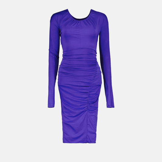 Victoria Beckham dress, luxury purple dress, ruffled long dress, high-end women's fashion, elegant women's dresses