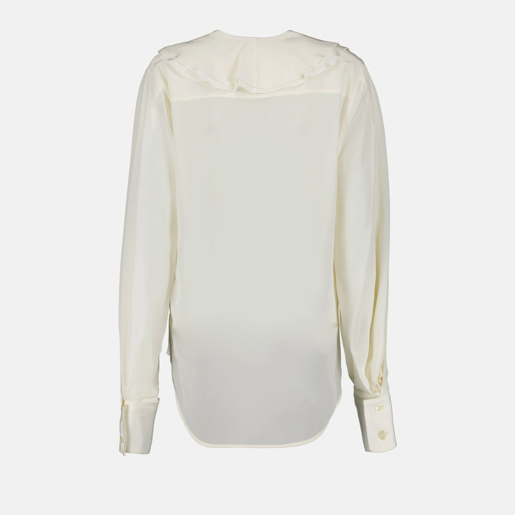 Victoria Beckham Blouse, Romantic Beige Blouse, Luxury Women’s Tops, Elegant Women’s Blouse, Designer Fashion