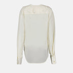 Victoria Beckham Blouse, Romantic Beige Blouse, Luxury Women’s Tops, Elegant Women’s Blouse, Designer Fashion