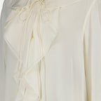 Victoria Beckham Blouse, Romantic Beige Blouse, Luxury Women’s Tops, Elegant Women’s Blouse, Designer Fashion