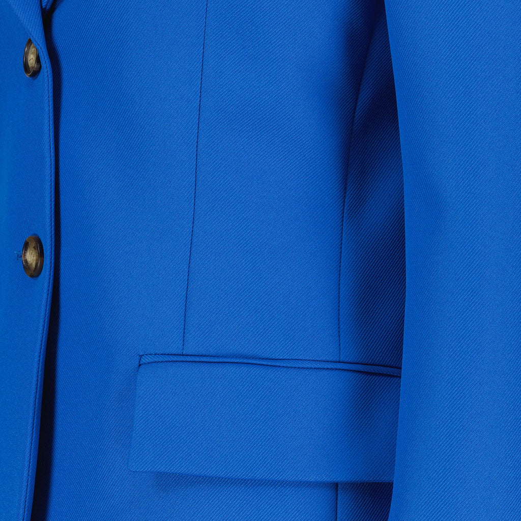 Victoria Beckham blazer, luxury women's blazer, long blue blazer, designer fashion, women's tailored blazer