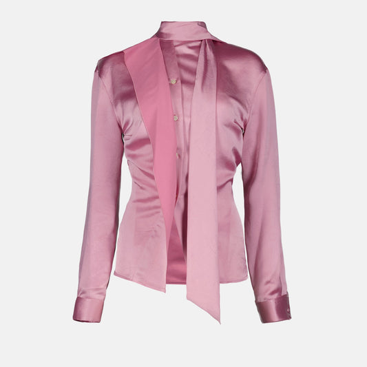 luxury blouse, Victoria Beckham blouse, pink scarf blouse, elegant women's top, designer fashion