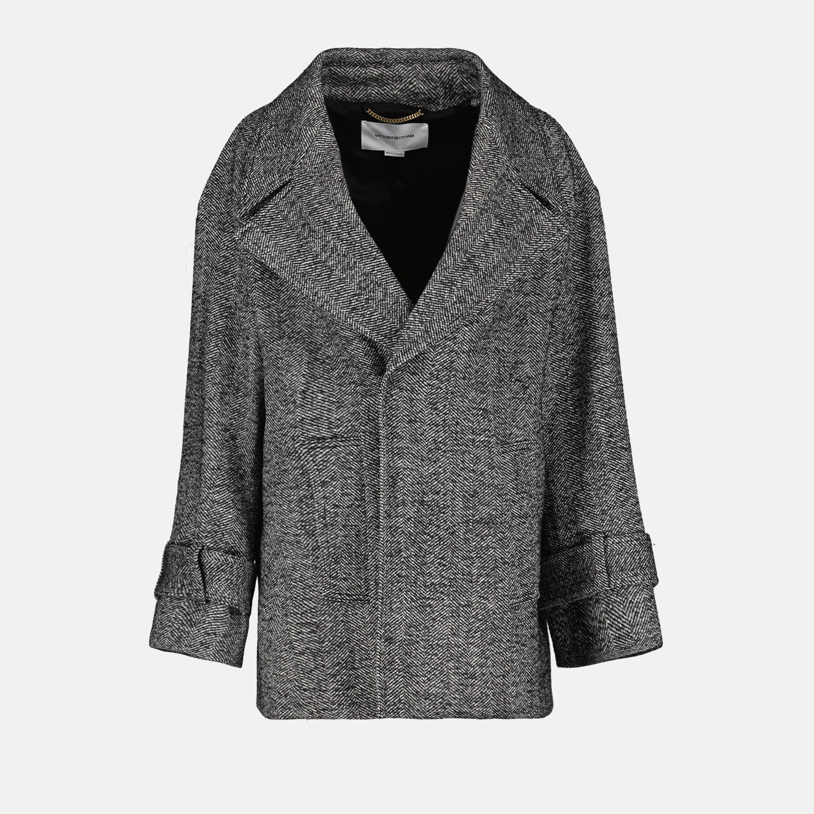 Victoria Beckham coat, luxury wool coat, gray wool coat, women's designer coat, high-end women's outerwear
