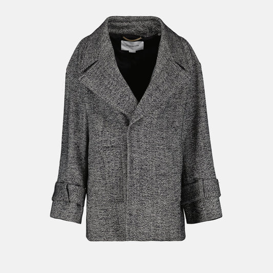 Victoria Beckham coat, luxury wool coat, gray wool coat, women's designer coat, high-end women's outerwear