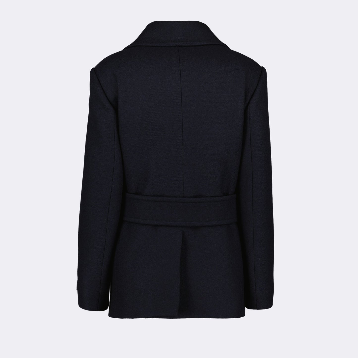 Prada wool coat, luxury women's peacoat, blue wool coat, high-end women's outerwear, designer winter coat