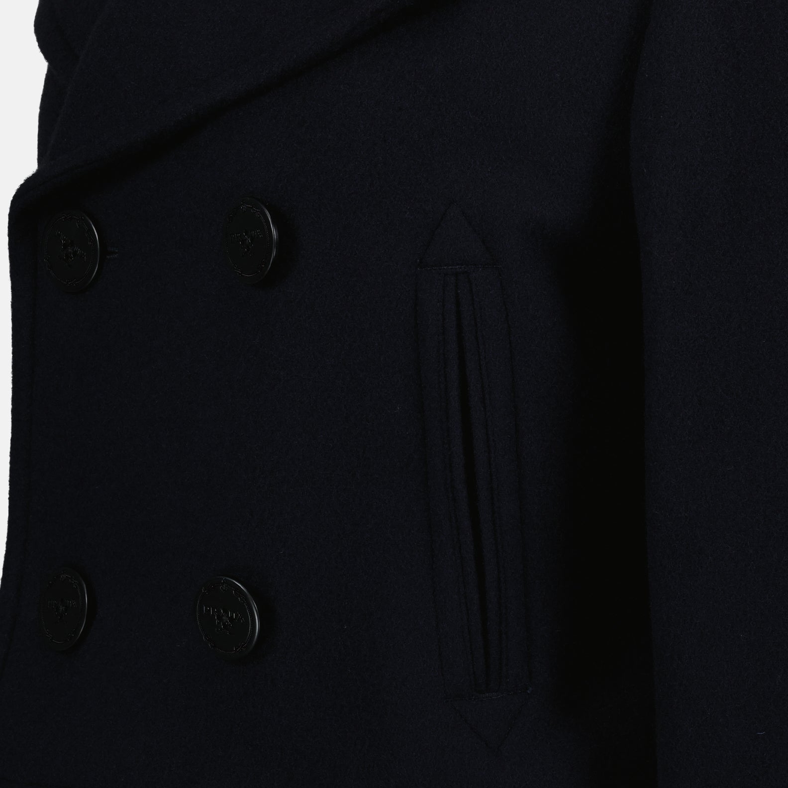 Prada, navy blue wool jacket, luxury women's clothing, designer wool jacket, high-end women's outerwear