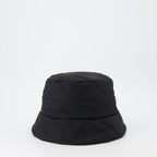 Prada bucket hat, triangle logo hat, women's luxury accessories, designer hats, black bucket hat