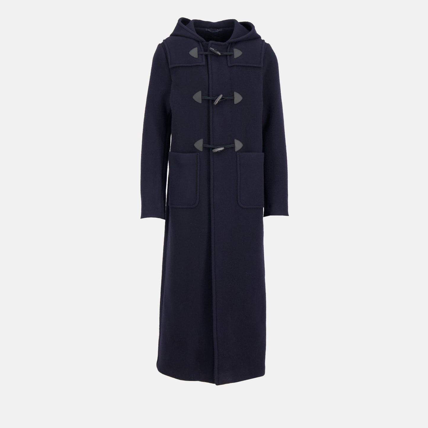 Prada duffle coat, blue wool coat, luxury outerwear, designer coat, sophisticated men's fashion