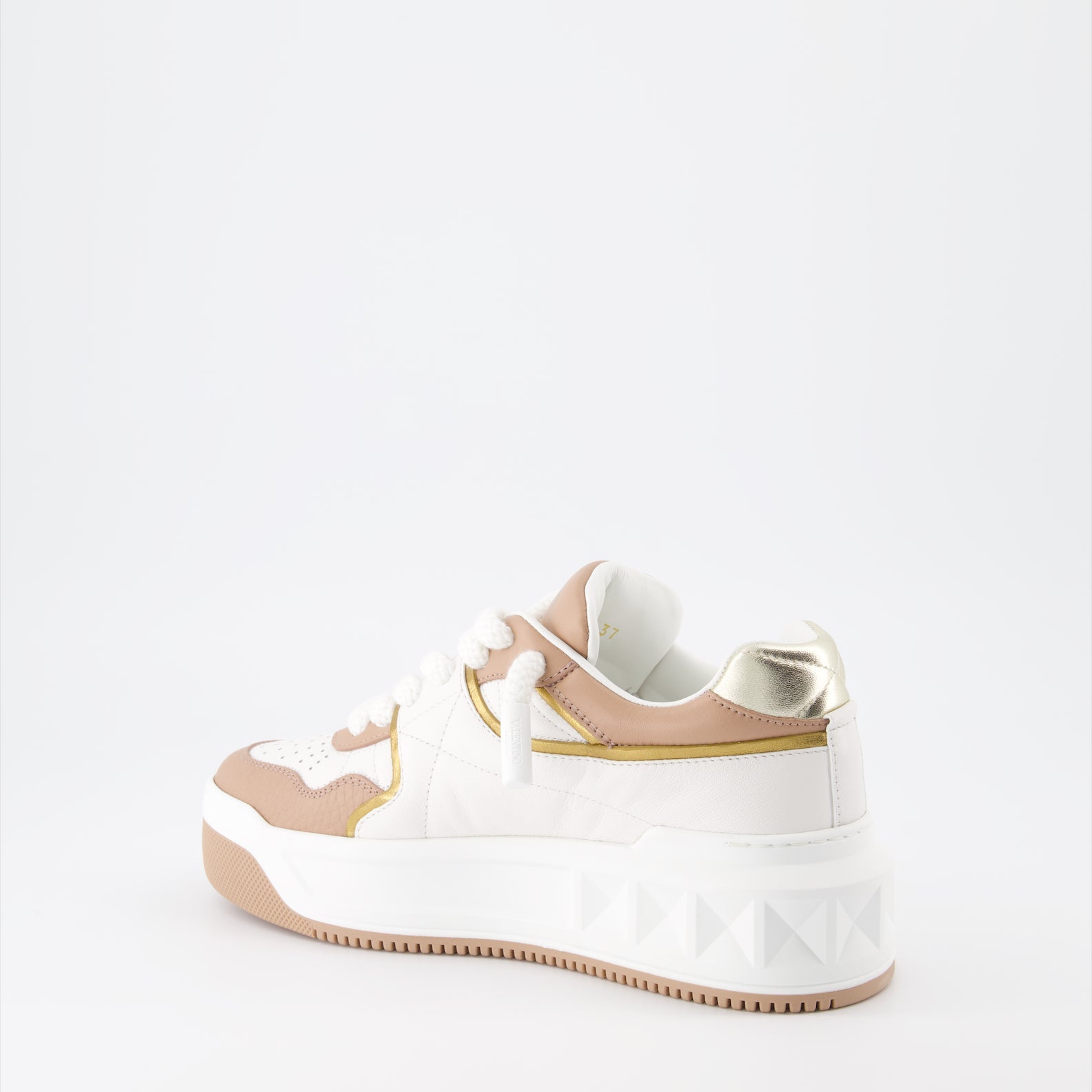 Valentino Garavani, luxury sneakers, One Stud XL, beige-white sneakers, designer footwear