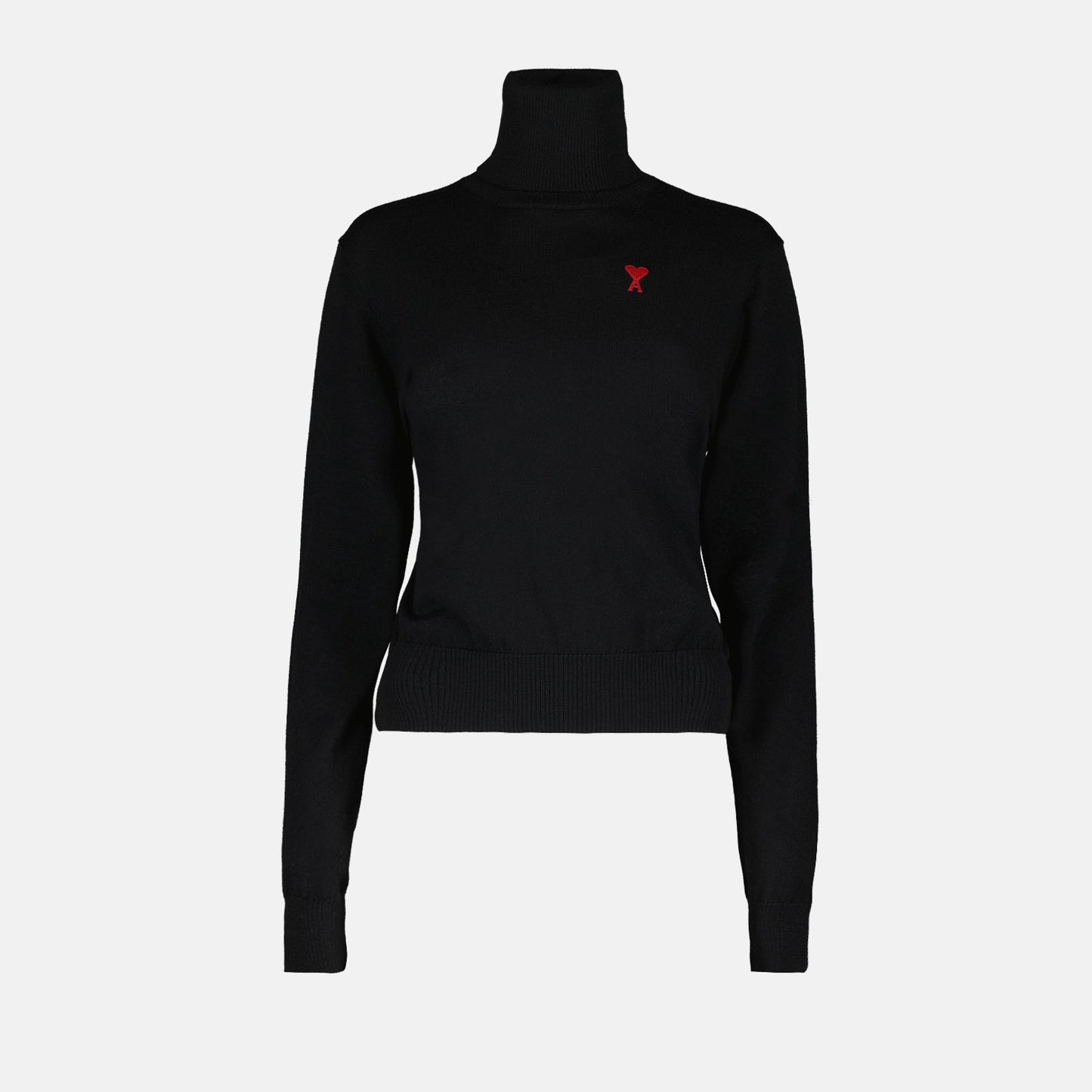 AMI Paris, black turtleneck sweater, luxury women’s knitwear, Ami de Coeur, high-end fashion