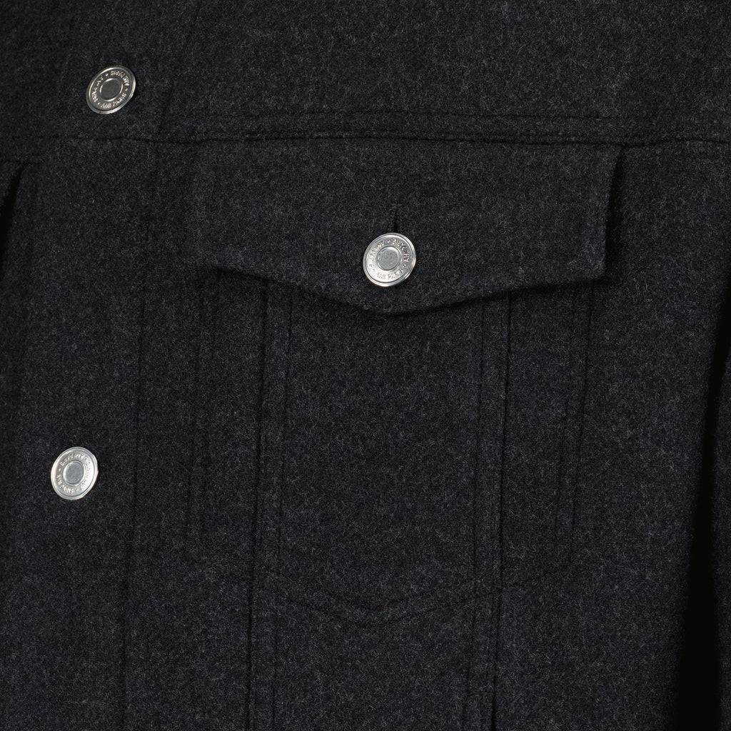 grey wool jacket, AMI Paris, luxury outerwear, designer jacket, elegant wool coat