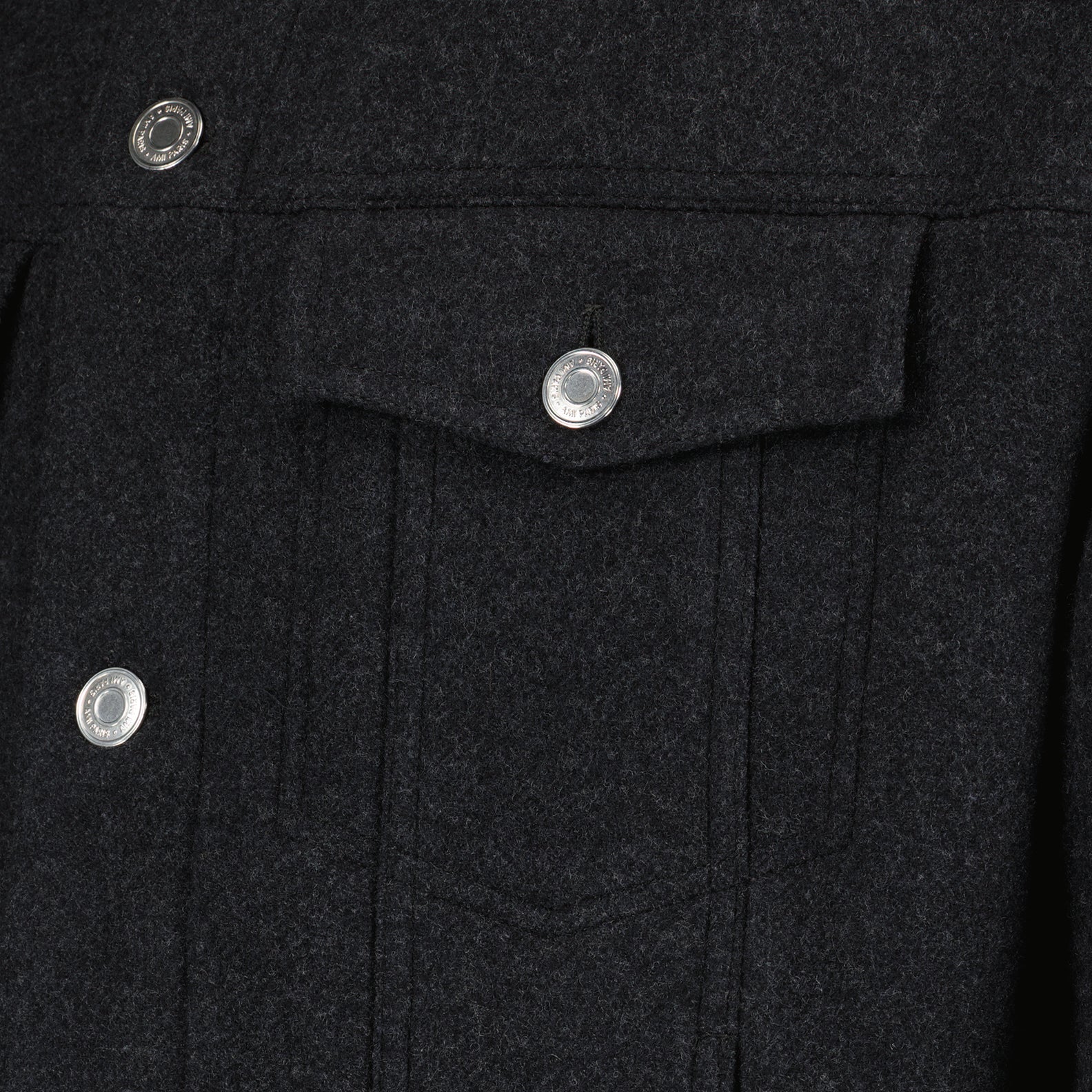 grey wool jacket, AMI Paris, luxury outerwear, designer jacket, elegant wool coat