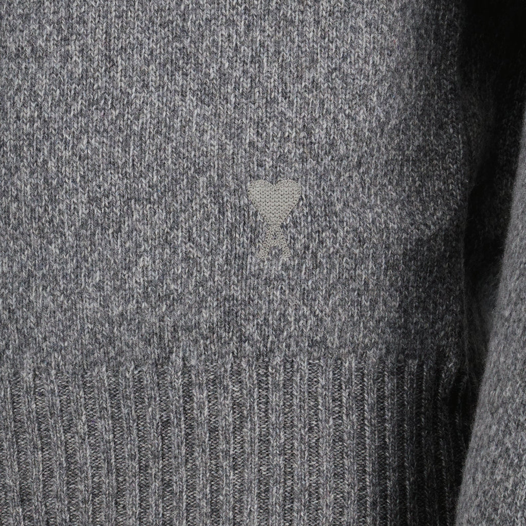 AMI Paris, Ami de Coeur, Grey Sweater, Luxury Menswear, Designer Clothing