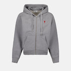 zipped sweatshirt, Ami de Coeur, organic cotton, adjustable hood, casual wear