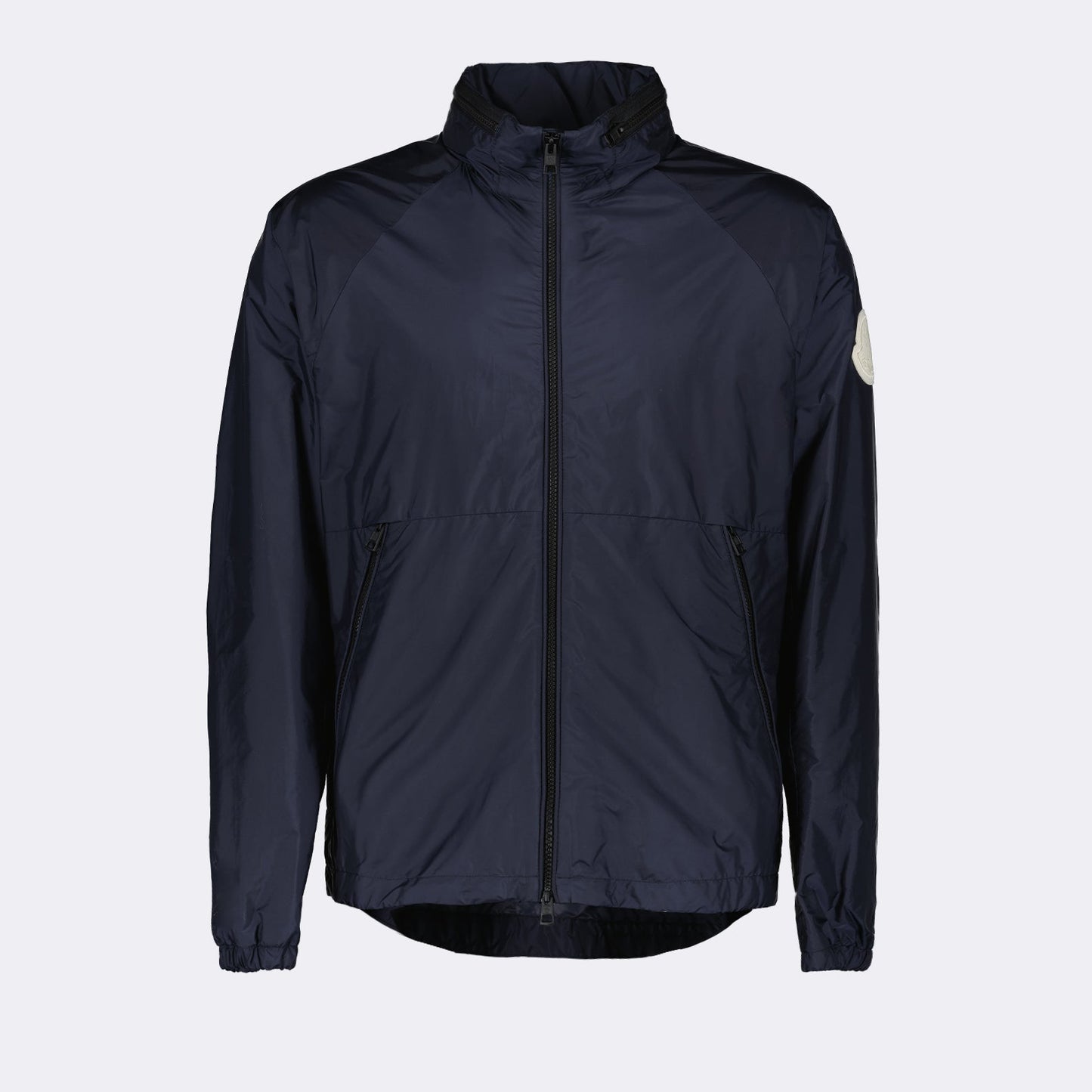 luxury windbreaker, navy blue jacket, Moncler, men's fashion, high-end outerwear