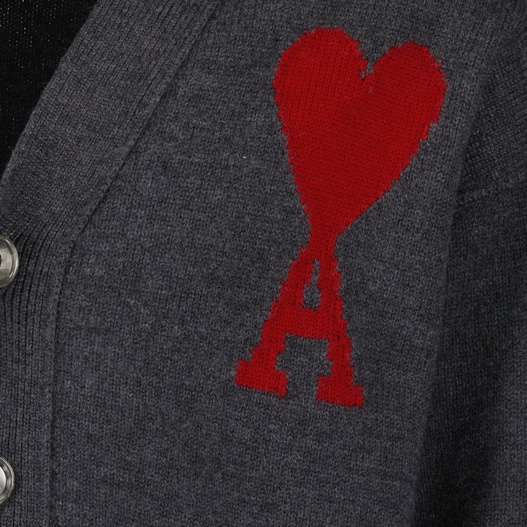 Ami de Coeur cardigan, grey cardigan, wool cardigan, V-neck cardigan, unisex fashion