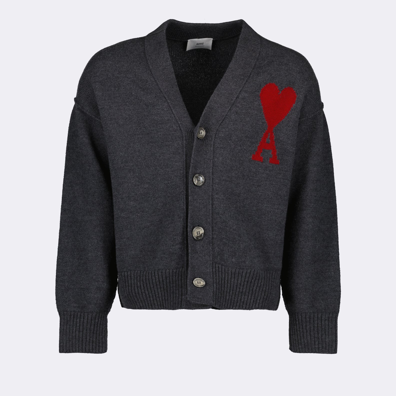 Ami de Coeur cardigan, grey cardigan, wool cardigan, V-neck cardigan, unisex fashion