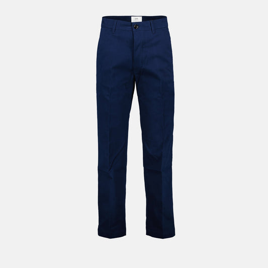 Blue Chino Pants, AMI Paris, Men's Luxury Trousers, High-End Fashion, Parisian Style