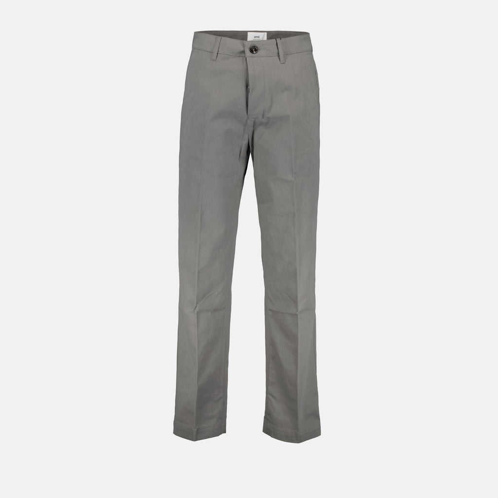 AMI Paris, Grey Chino Pants, Men's Luxury Pants, High-end Fashion, Designer Chinos