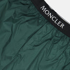 Moncler swim shorts, luxury swimwear, men's swimwear, designer swim shorts, green logo swim shorts