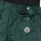 Moncler swim shorts, luxury swimwear, men's swimwear, designer swim shorts, green logo swim shorts