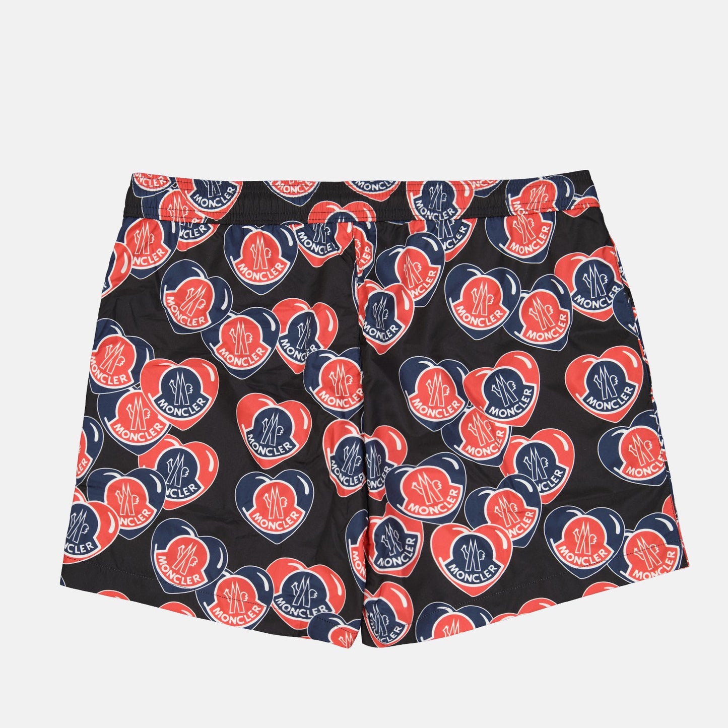 Moncler, Moncoeur printed swim trunks, luxury swimwear, men's designer swim trunks, high-end fashion