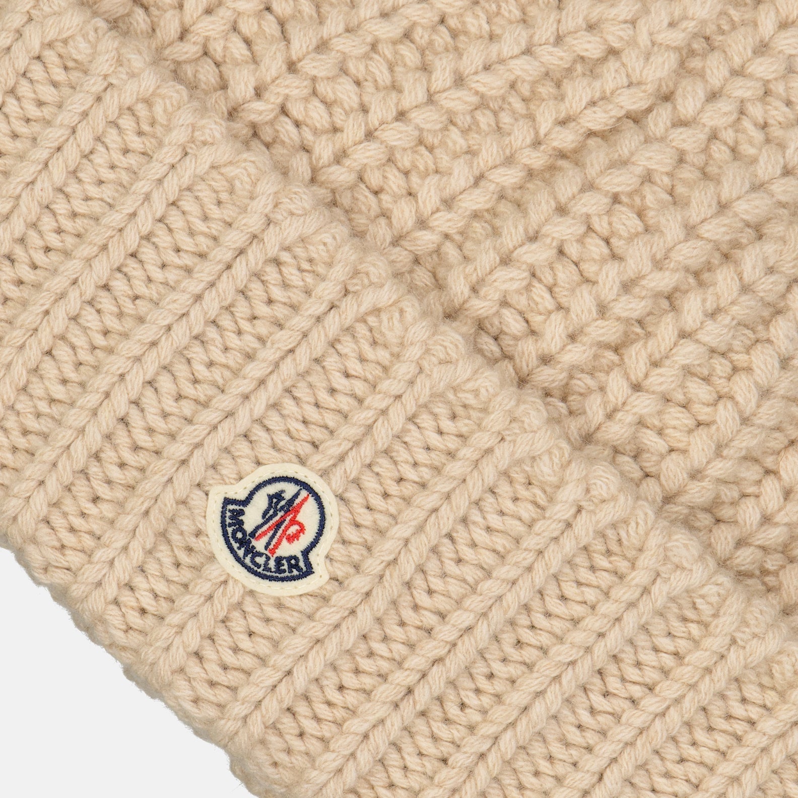 cashmere beanie, Moncler, women’s accessories, beige beanie, luxury winter wear