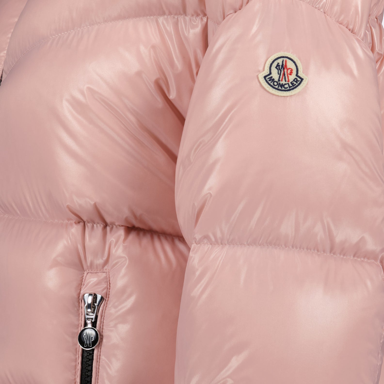 luxury down jacket, Moncler, pink jacket, designer outerwear, high-end fashion