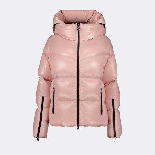 luxury down jacket, Moncler, pink jacket, designer outerwear, high-end fashion