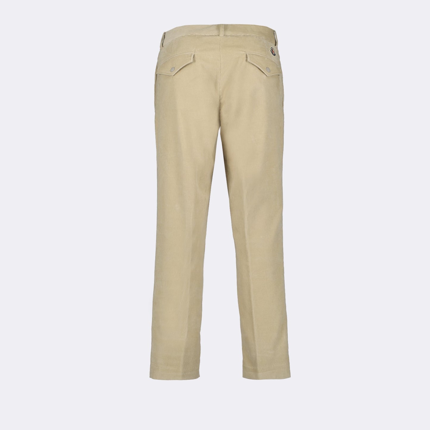 beige corduroy trousers, Moncler trousers, luxury menswear, high-end pants, elegant trousers