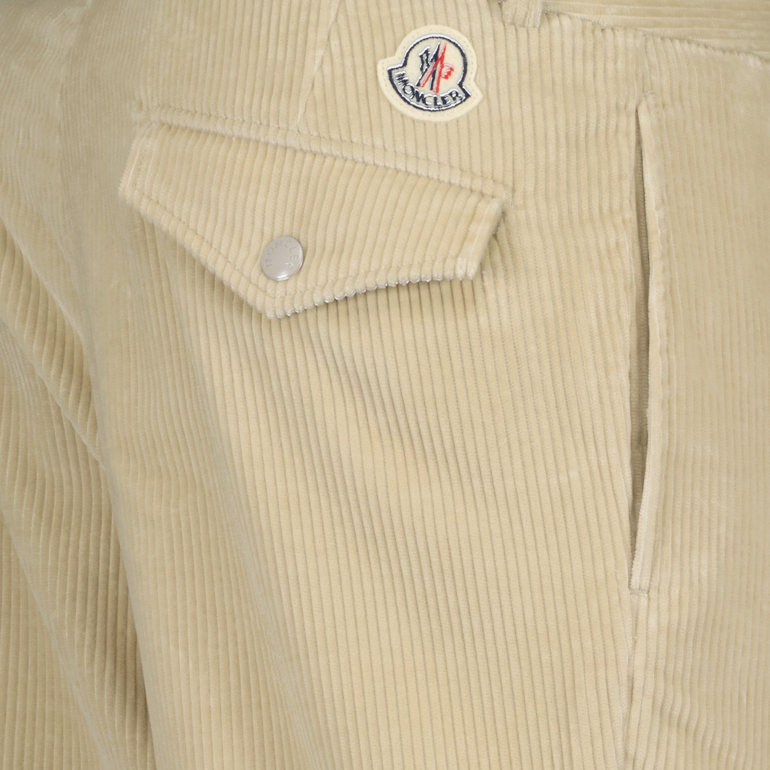 beige corduroy trousers, Moncler trousers, luxury menswear, high-end pants, elegant trousers