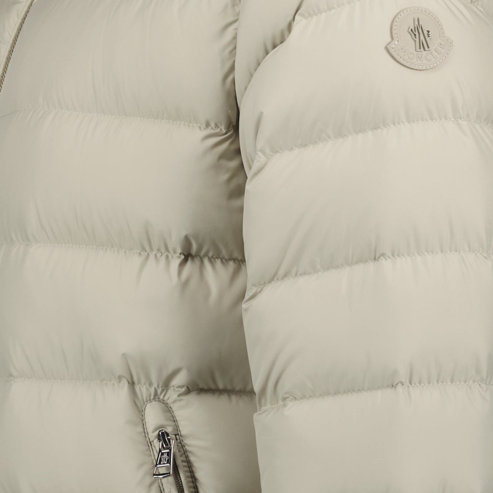 luxury down jacket, Moncler Arneb, beige jacket, high-end outerwear, insulated jacket