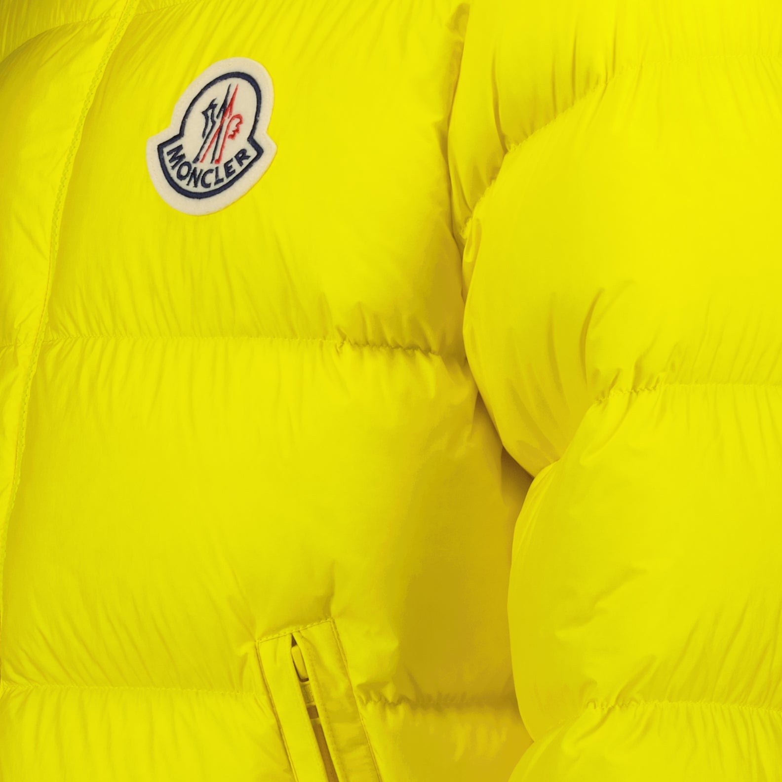 Moncler, Yellow Down Jacket, Luxury Outerwear, Designer Jacket, High-End Fashion