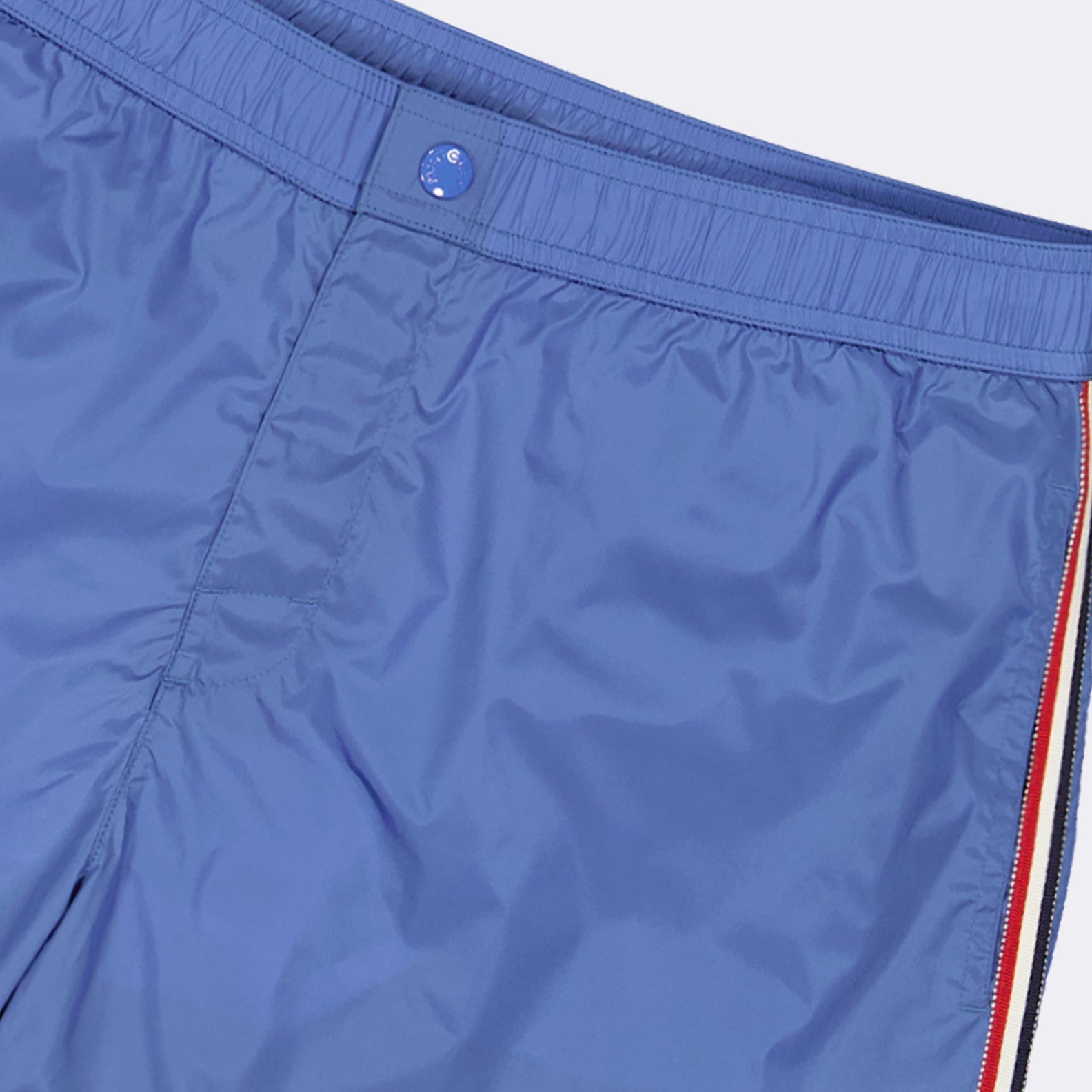 swim shorts, luxury swimwear, tricolor band, Moncler shorts, designer beachwear